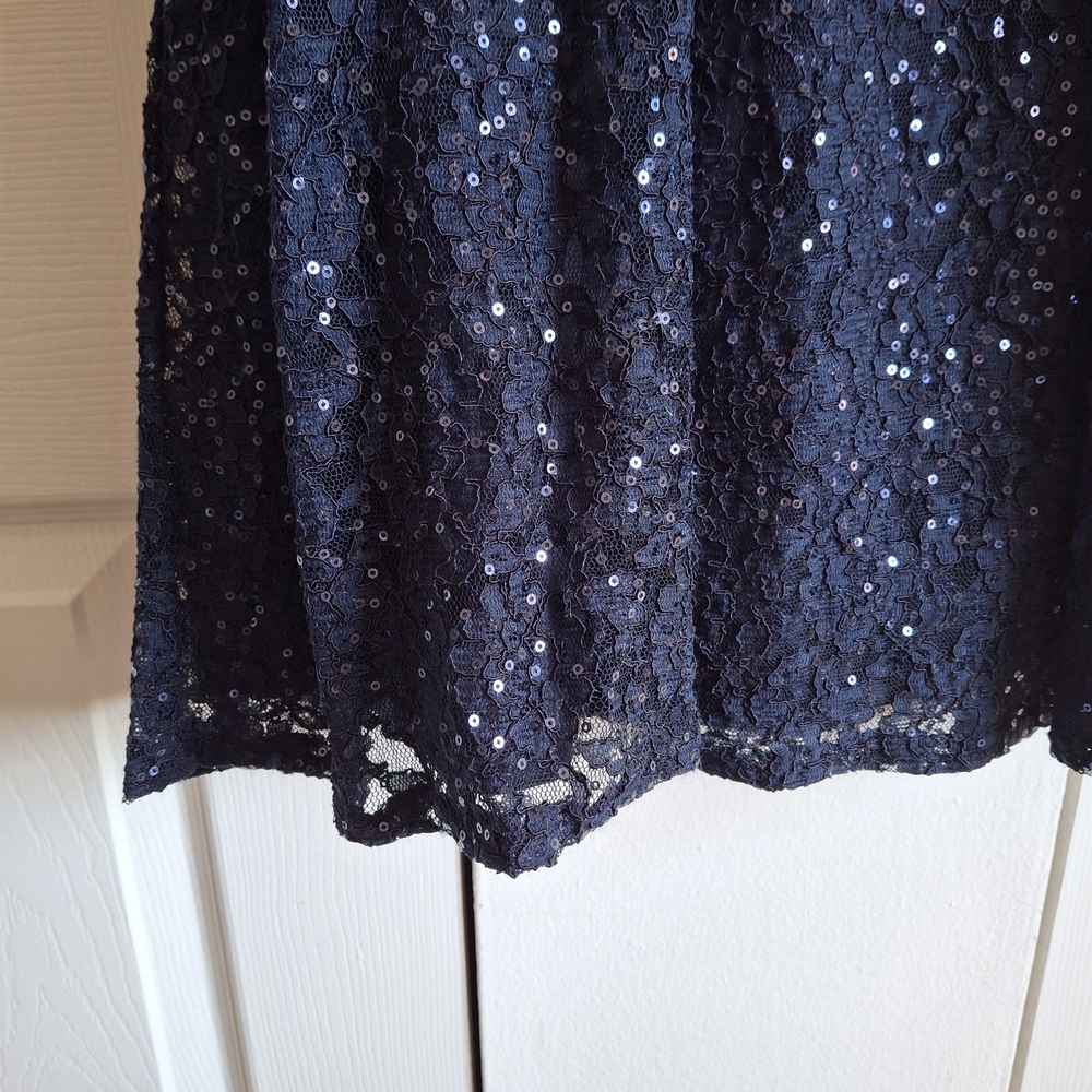 SLNY Navy Sequin Midi Dress - Picture 4 of 16